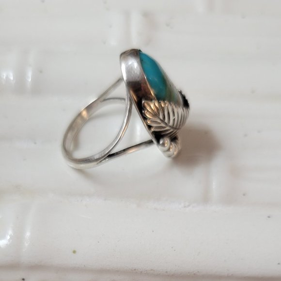 Antique Southwest Ring Blue Gem Nevada Turquoise GENUINE NAVAJO ZUNI  ART - Picture 8 of 12